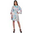 thumbnail image 1 of Moomaya Short Robe For Women Plus Size Printed Cotton Robe Lightweight Nightwear, 1 of 6