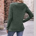 thumbnail image 4 of Pompotops Women's Solid Round Neck Stripe Brushed Bottom Solid Button T-shirt Top Clearance, 4 of 7