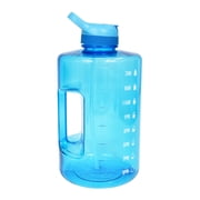 Mainstays Blue 3.78 Litres Plastic Time Marker Straw & Handle Water Bottle, Leak Proof Jug, 1 Piece