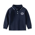 thumbnail image 1 of MIASHUI Chemise à Manches Longues pour Garçons Filles Col à Revers Boutons Hauts d'École, Marine, 1-2 Ans, 1 of 3