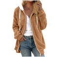 thumbnail image 2 of cllios Womens Winter Fuzzy Fleece Jacket Hooded Color Block Patchwork Cardigan Coats Oversized Fluffy Sherpa Outerwear with Pockets, 2 of 5