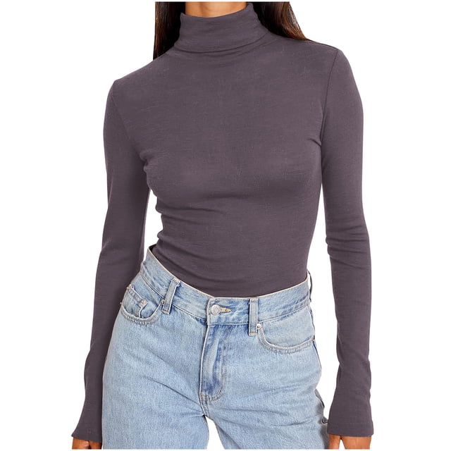 BLVB Chandails de Base à Col Roulé à Manches Longues pour Femmes, Mode d'Automne, sous-Vêtements Thermiques de Base, Hauts, Vêtements d'Hiver