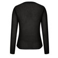 thumbnail image 3 of Birdeem Chandail Blouse pour Femmes à Manches Longues, Uni, à Col Rond Dénoyauté, Respirant, en Tricot Ajouré, 3 of 6
