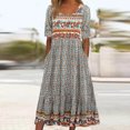 thumbnail image 2 of FAVIPT Robe d'Été pour Femme à Manches Courtes, Col Rond, Robes à Imprimé Floral, Robes de Plage Décontractées, Mode Été 2025, Robe avec Poches, Vert, m, 2 of 4