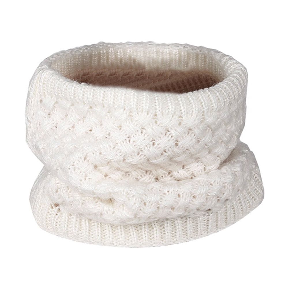 Unisex Warm Knit Neck Circle Scarf Chunky Thick Circle Loop Scarf (White)