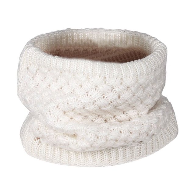 Unisex Warm Knit Neck Circle Scarf Chunky Thick Circle Loop Scarf (White)
