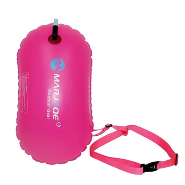 Portable Swim Buoy Tow Float, Highly Visible Swim Buoy for Swimmers Triathletes Training Racing - Rose Red, 48x29cm