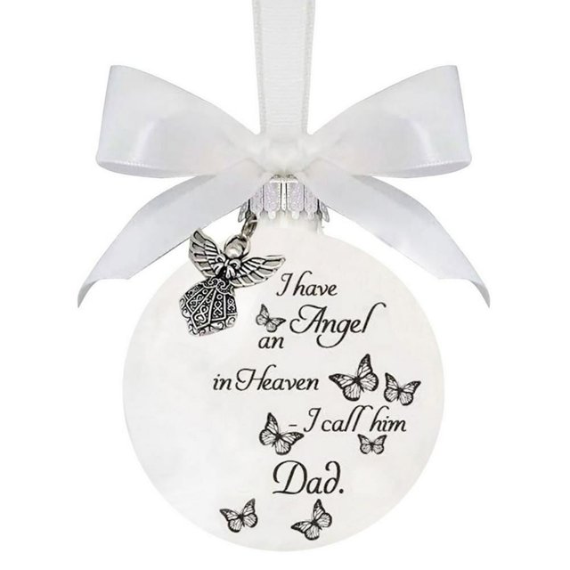 Christmas Ornament Handmade Butterfly Printed Attractive Decorative Commemorate Festive Embellishment Accessory Christmas Name Feather Memory Bauble for Holiday