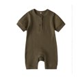 thumbnail image 2 of ZAXARRA Newborn Baby Short Sleeve Jumpsuit Solid Color Knit Rib O Neck Button Romper, 2 of 4