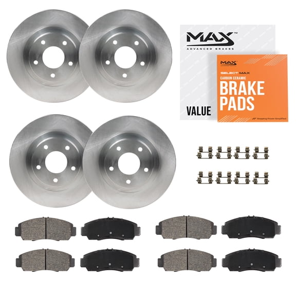 MAX Advanced Brakes - Brake Kit For 2005-2012 Infiniti FX35| Carbon Ceramic Brake Pad and Rotor Kit Front and Rear| Daily Driving OE Replacement Brake Rotors