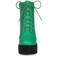 thumbnail image 2 of Unique Bargains Bottes de Combat à Plateforme à Talon Haut Épais à Lacets pour Femme Vert US 6, 2 of 6