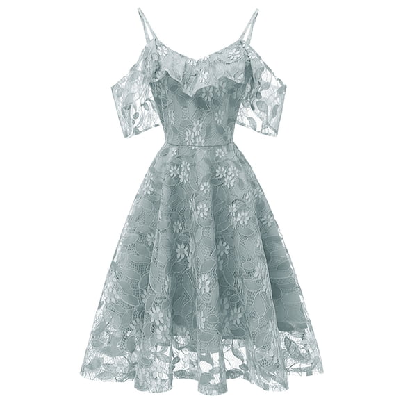 Pisexur Women's Wedding Guest Dress Vintage Embroidery Floral Tulle Dress Sleeveless Formal Cocktail Swing Prom Party Evening Dress