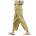 thumbnail image 1 of Diufon Cotton Linen Womens Pants Solid Color Lounge Pants High Waist Drawstring Pants with Pockets, 1 of 5