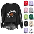 thumbnail image 1 of Meichang Chandail de Football pour Femmes, Coupe Ample, Manches Longues, Col Ras du Cou, Chandails Graphiques, Coupe Ample, Automne Hiver, Chandail à Enfiler Décontracté, Vêtements pour le Dimanche Jour de Match, 1 of 5