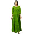 thumbnail image 1 of Bimba Robe Maxi d'Été en Coton à Manches 3/4 pour Femme, Taille à Cordon, 1 of 7