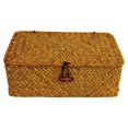 thumbnail image 2 of Storage Box Large Capacity Decorative with Lid Rectangle Vintage Handmade Rattan Snack Cosmetics Organizer Home Supplies, 2 of 8