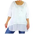 thumbnail image 1 of Timegard Hauts Grande Taille pour Femmes en Coton et Lin à Encolure Dégagée Manches 3/4 Amples Légers Décontractés, 1 of 6