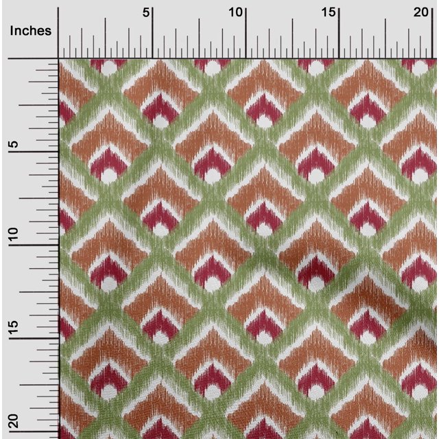 oneOone Polyester Lycra Fabric Argyle Style Ikat Print Fabric BTY 56 Inch Wide