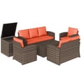 thumbnail image 1 of Outsunny 6 Pièce Patio Meubles Ensemble, Rotin Osier Patio Canapé Ensemble Sectionnel Conversation en Plein Air Canapé Ensemble Table de Rangement & Coussins, Orange, 1 of 10