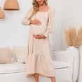 thumbnail image 5 of PEZHADA Mode d'Automne pour Femmes,Vêtements de Maternité pour Femmes,Robe Longue Décontractée et Aguichant pour Femmes Enceintes avec Petite Impression Florale en Mousseline à Col et Manches Longues, 5 of 5
