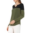thumbnail image 4 of Unique Bargains T-Shirt Décontracté à Manches Longues et Col en V Fendu pour Femmes, 4 of 6