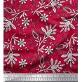 thumbnail image 1 of Soimoi Modal Satin Fabric Leaves & Floral Block Fabric Prints by Yard 42 Inch Wide, 1 of 3