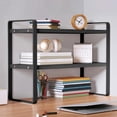 thumbnail image 1 of LSLJS Double-Tier Desktop Storage Shelf Student Desk Organizer Office Computer Desk Tiered Cabinet Clothing & Wardrobe Storage, 1 of 6
