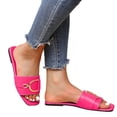 thumbnail image 2 of IUJSOY Womens Flat Sandals Summer Comfortable Square Open Toe Slip on Leather Slide Sandals, 2 of 8