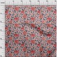 thumbnail image 3 of oneOone Tissu en Coton Cambric Rouge Floral Rétro Matériel de Couture Imprimé Tissu au Mètre 56 Pouces de Large, 3 of 5