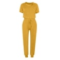 thumbnail image 4 of Timegard Womens 2 Piece Sets Short Sleeve Scoop Neck Tops and Elastic Waisted Drawstring Pants Comfy Sets Loungewear, 4 of 5