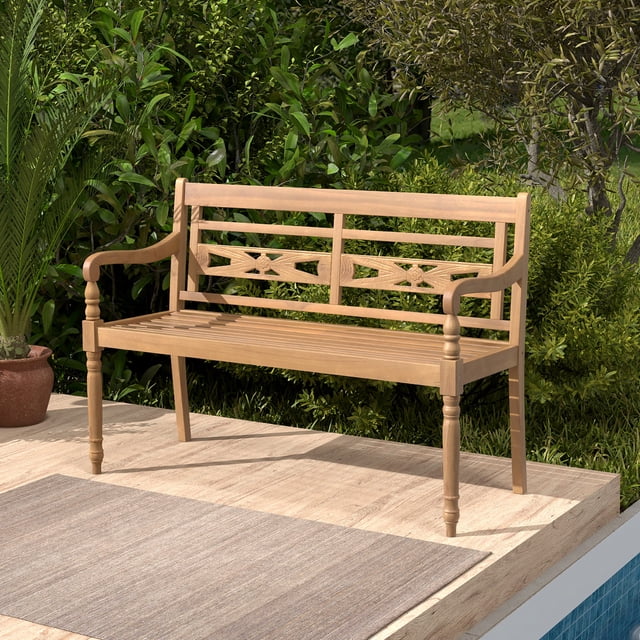 Gymax 2-Person Garden Bench w/ Wide Backrest & Curved Armrests for Backyard