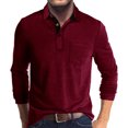 thumbnail image 1 of RXIRUCGD Blouse Décontractée pour Homme à Blocs de Couleur, Manches Longues, Col Rabattu, Bordeaux, Taille : 3TG, 1 of 5