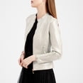 thumbnail image 4 of LOVZFMLL Jackets for Women Fashion Zipper Leather Tops With Pocket Short Coat Jacket, 4 of 8