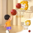 thumbnail image 2 of Indoor Hanging Basketball Hoop Set With Adjustable Height Folding Toy For Kids Sports Training Yellow Color Plastic Material Yellow, 2 of 6