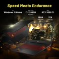 thumbnail image 3 of MSI Katana GF66 15.6" FHD 144Hz Gaming Laptop, Intel Core i7-12650H, NVIDIA GeForce RTX 3050 Ti, 16GB RAM, 1TB SSD, Backlit Keyboard, Cooler Boost 5, Win 11 Home, Black, 128GB Hotface Extension Set, 3 of 9