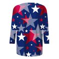 thumbnail image 5 of CEHVOM T-shirt Imprimé Mode Femme Jour de l'Indépendance Manches 3/4 Blouse Col Rond Tops Décontractés Liquidation, 5 of 5