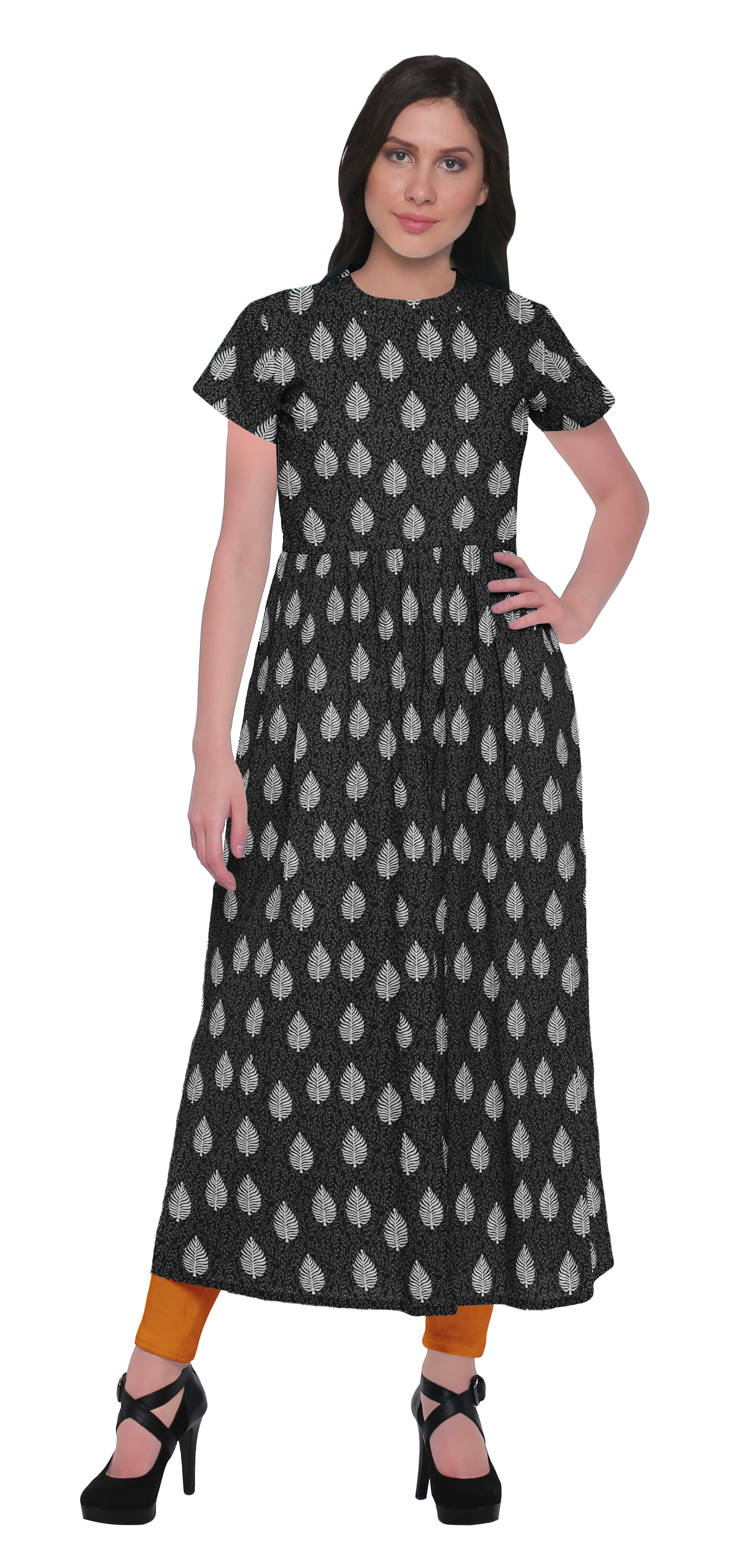 Moomaya Kurta Imprimé Tunique à Fente avant Hauts Femmes Tenue d'Été Kurti pour Dames
