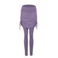 thumbnail image 2 of Yoga Pants Drawstring Folds  Fake Two Pieces Leggings Skirt for Running Black M, 2 of 13