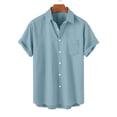thumbnail image 2 of cfhntfmh Short Sleeve Shirts for Men Button down Casual Summer Shirts Beach Vacation Solid Color Tshirts Collared Neck Tops, 2 of 7