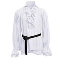 thumbnail image 1 of Lefu Retro Men Gothic Shirt Top Victorian Medieval Ruffle Pirate Puff Sleeve Bandage, 1 of 9