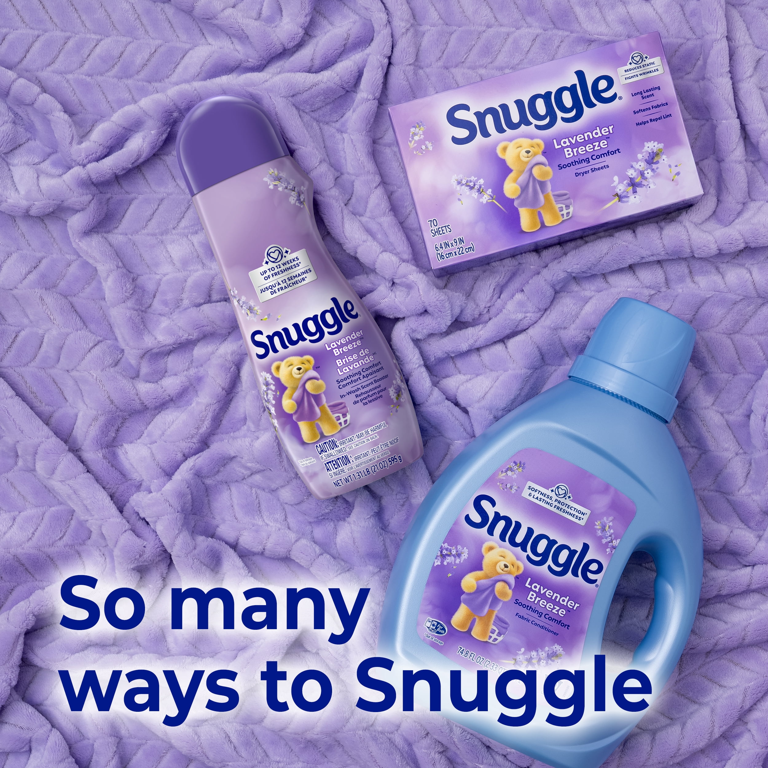 Assouplissant liquide Snuggle Brise de lavande Confort apaisant, 3,64 litres, 181 brassées