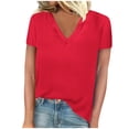 thumbnail image 1 of FAIWAD Womens Summer Tops Short Sleeve V Neck Pullover Shirts Loose Casual Solid Color Basic Tops, 1 of 4