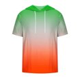 thumbnail image 3 of Besolor Mens Casual Hooded Tops Gradient Drawstring Short Sleeve Shirts Sports ness Pullover Summer Blouse, 3 of 4