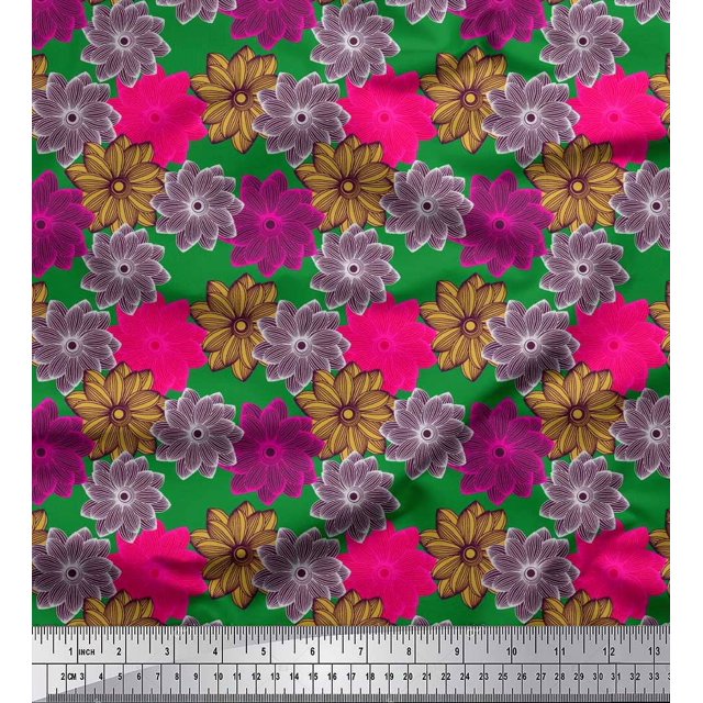 Soimoi Rayon Fabric Flower Artistic Print Fabric by the Yard 42 Inch Wide