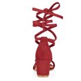 thumbnail image 2 of BLISSFUL STEP Women's Open Toe Lace Up Mid Chunky Heeled Sandals, 2 of 7