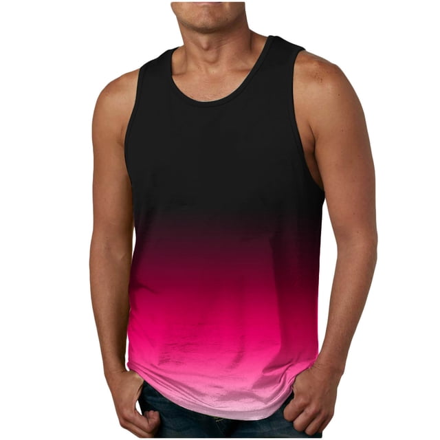 IROINID Débardeurs pour Hommes, Mode Décontractée, Impression Dégradée, Col Rond, Sport