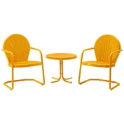 Crosley Furniture Griffith 3 Piece Metal Patio Conversation Set in Tangerine