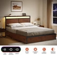 thumbnail image 3 of GUNAITO Full Size Bed Frame with Headboard and 4 Storage Drawers LED Bed Frame with USB Ports & Outlets Rustic Brown, 3 of 10
