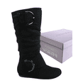thumbnail image 3 of Women's Casual Flat Heel Side Zip Wide Calf Knee High Mid-Calf Boots Shoes ( Black, 7.5 ), 3 of 5
