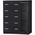 thumbnail image 2 of Pemberly Row Armoire Haute Moderne en Bois à 5 Tiroirs, Noire, 2 of 2